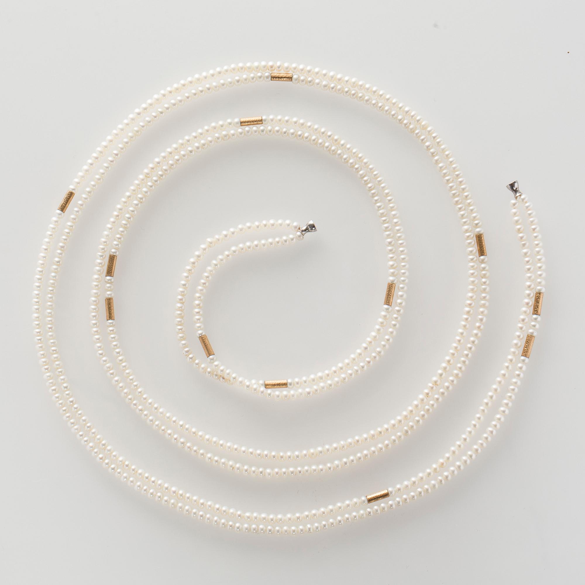 PÄRLCOLLIER, Ole Lynggaard, 18K guld med odlade sötvattenspärlor.