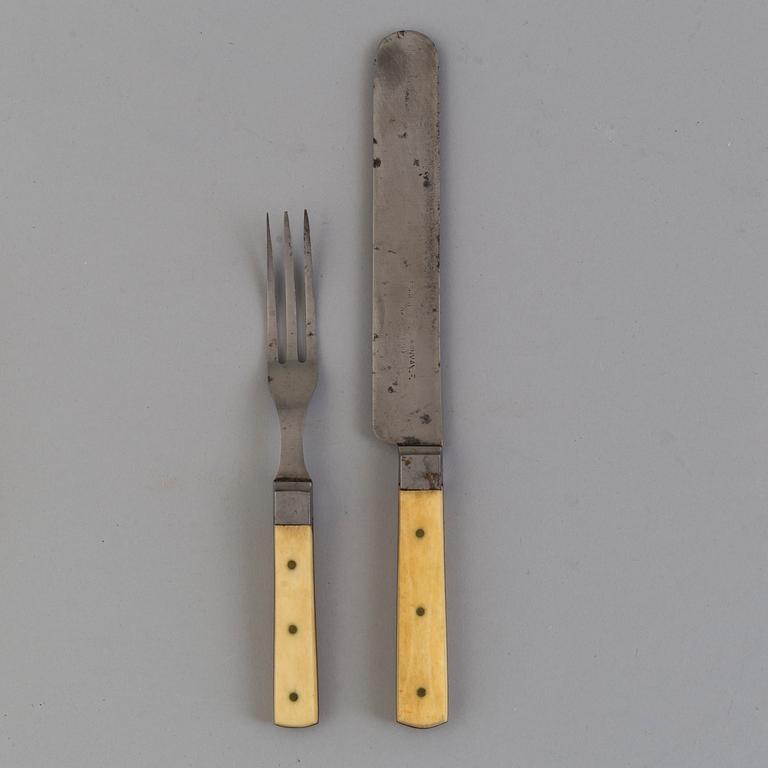 A 12 piece set of steel an bone cutlery from Eskilstuna Jernmanufaktur, 19th Century.