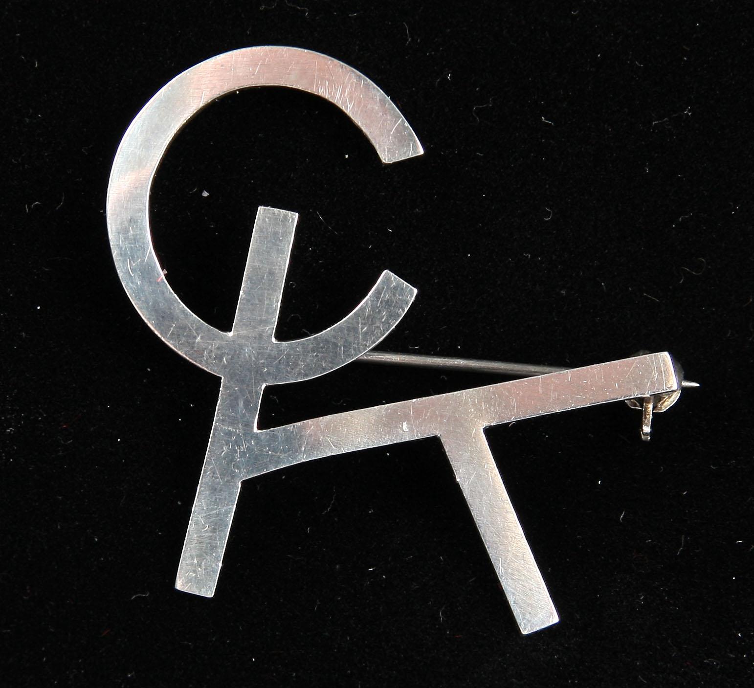 MONOGRAMBROSCH, silver, Wiven Nilsson, Lund, 1950/60-tal.
