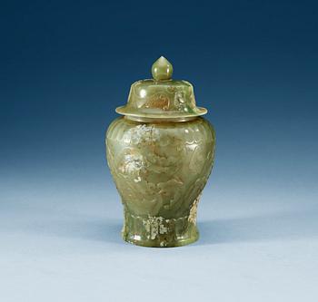 A carved nephrite vase, China.