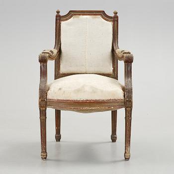 KARMSTOL, gustaviansk stil, 1800/1900-tal.