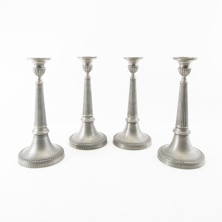 Berndt Oscar Santesson, candlesticks 4 pcs late 19th century tin.