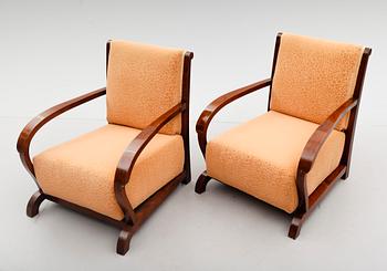 KARMFÅTÖLJER, 1 par, art déco, 1900-talets första hälft.