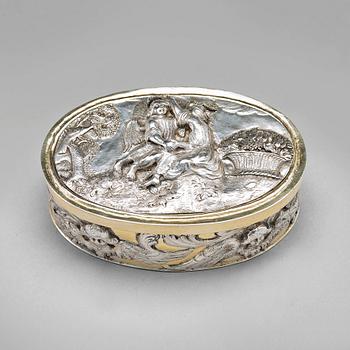 180. Dosa, silver, ostämplad, möjligen Sverige omkring 1700, barock.