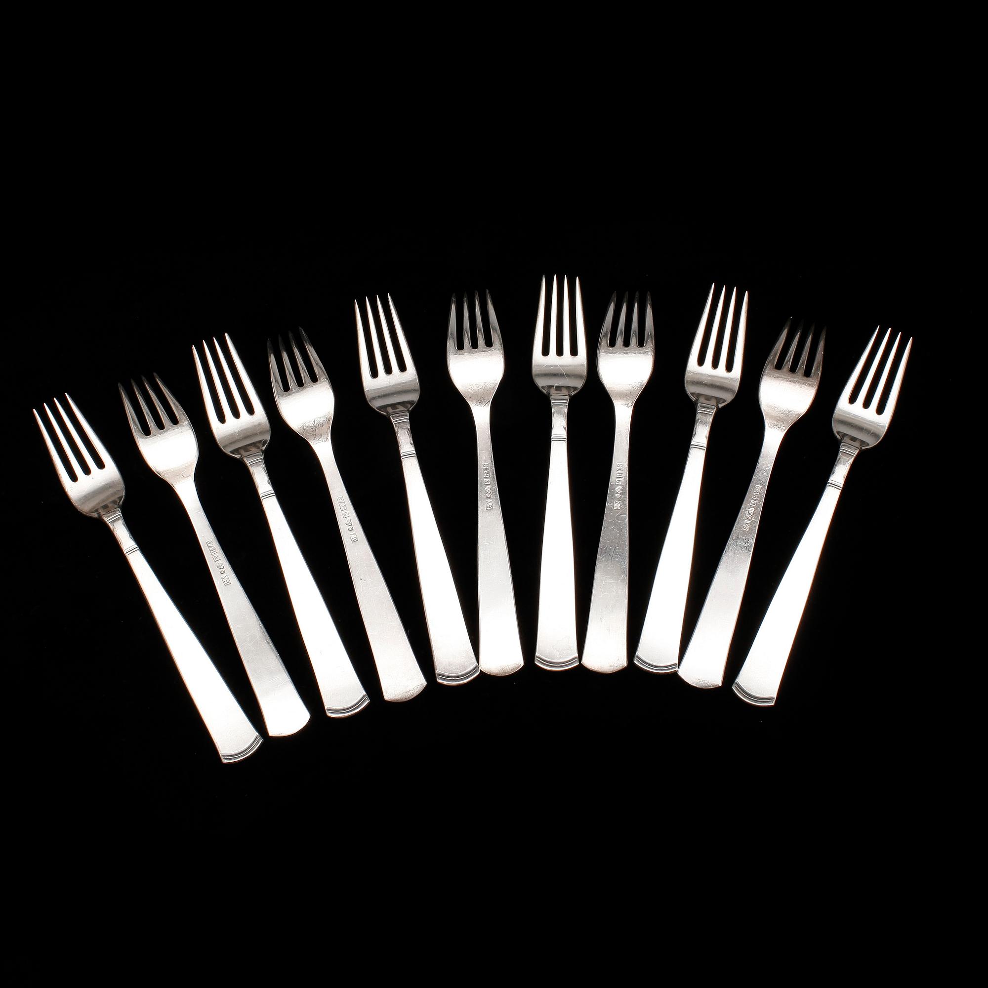 BESTICKSERVIS, 102 delar, silver, "Rosenholm", GAB, Stockholm, bland annat 1976. Vikt ca 2177g.