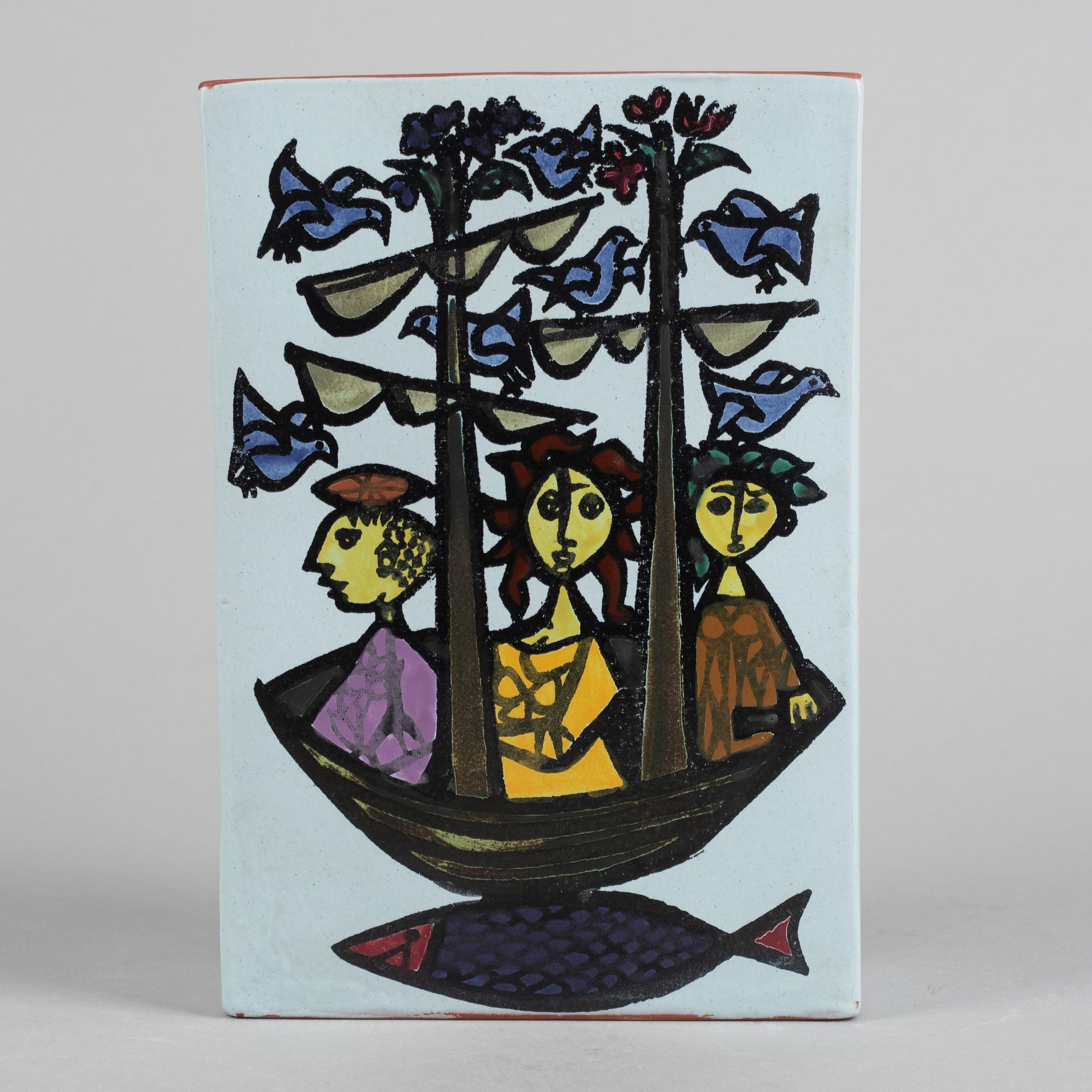 Stig Lindberg, vas, fajans, "Karneval", Gustavsbergs studio 1958-62.