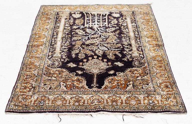 A rug, silk Quum, ca. 156 x 102 cm.