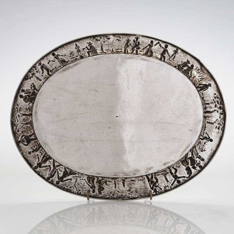 A silver tray, Germany, first half of the 20th century.