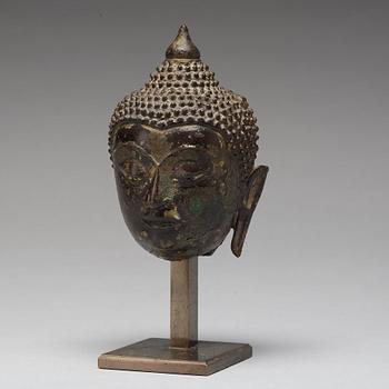 BUDDHAHUVUD, brons. Thailand, troligen 1700-tal.