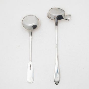 Two silver soup ladles, including Russia 1898-1903.