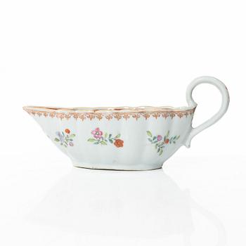 A famille rose sauce boat, Qing dynasty, Qianlong (1736-95).