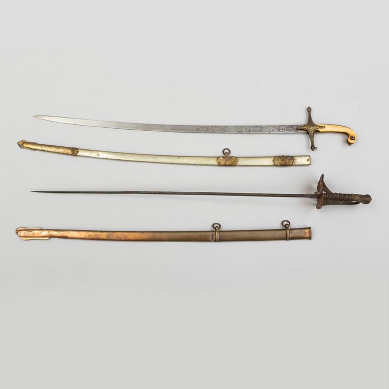 Two offficer's sabres for the Kingdom of Siam around year 1900, with scabbards.