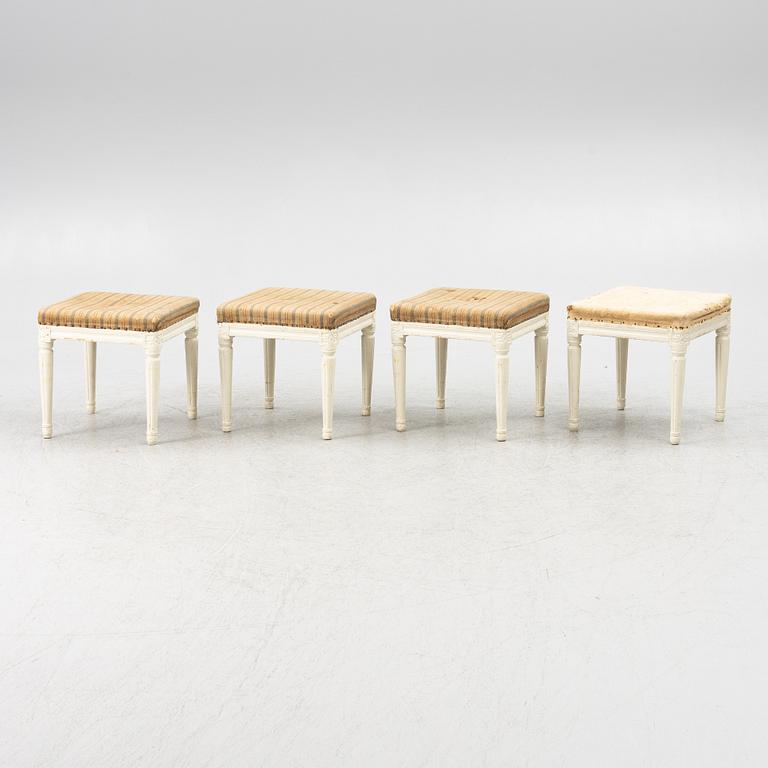 A set of four Gustavian stools, early 19th century.