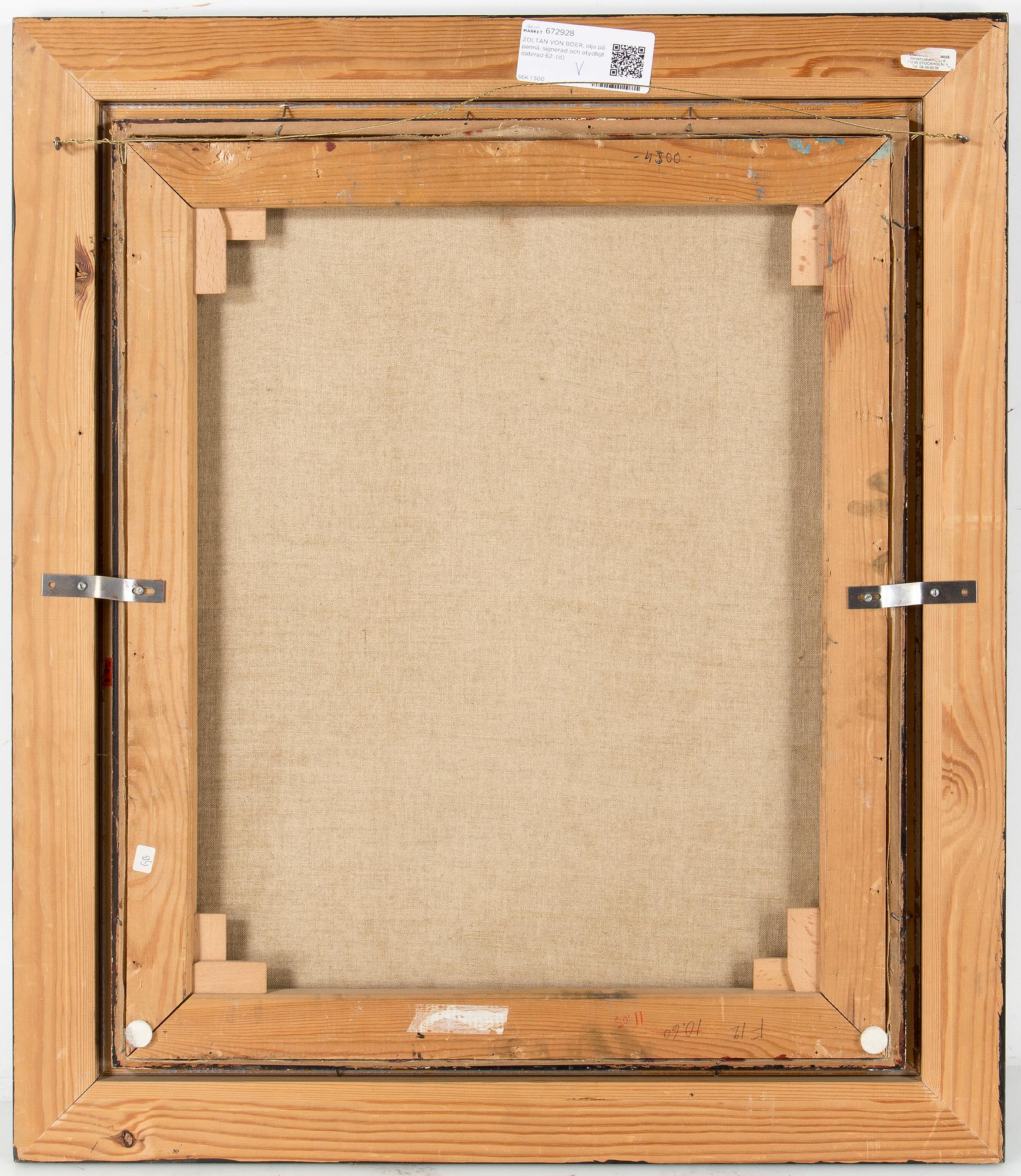 ZOLTAN VON BOER, olja på pannå, signerad och otydligt daterad 62.