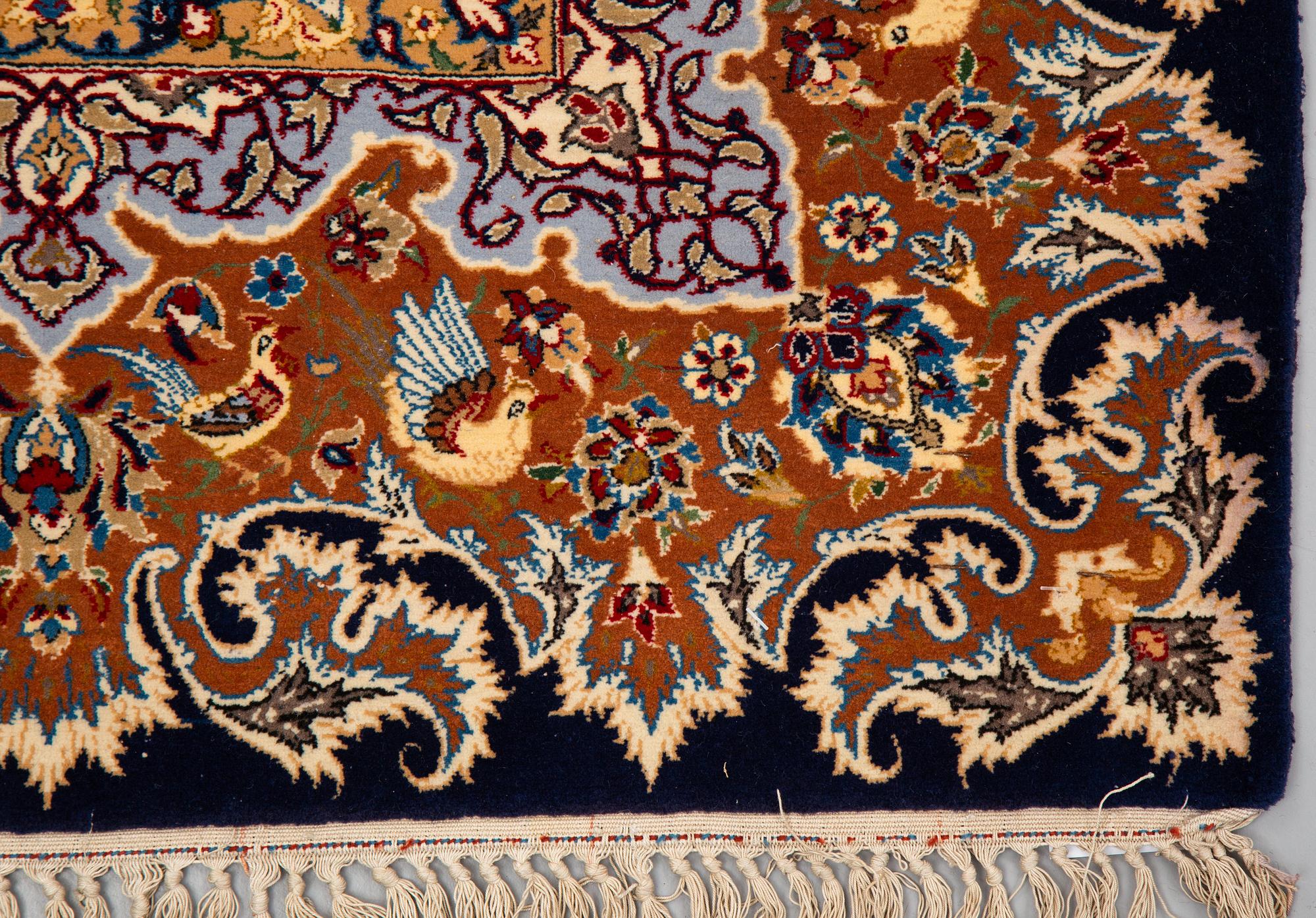 Matto, old, Esfahan, figural, ca 233,5 x 156,5 cm.