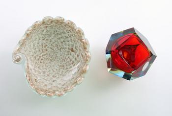 VAS och SKÅL, glas, Murano, Italien.