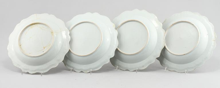 TALLRIKAR, 4 st, porslin, Kina, 1700-tal.