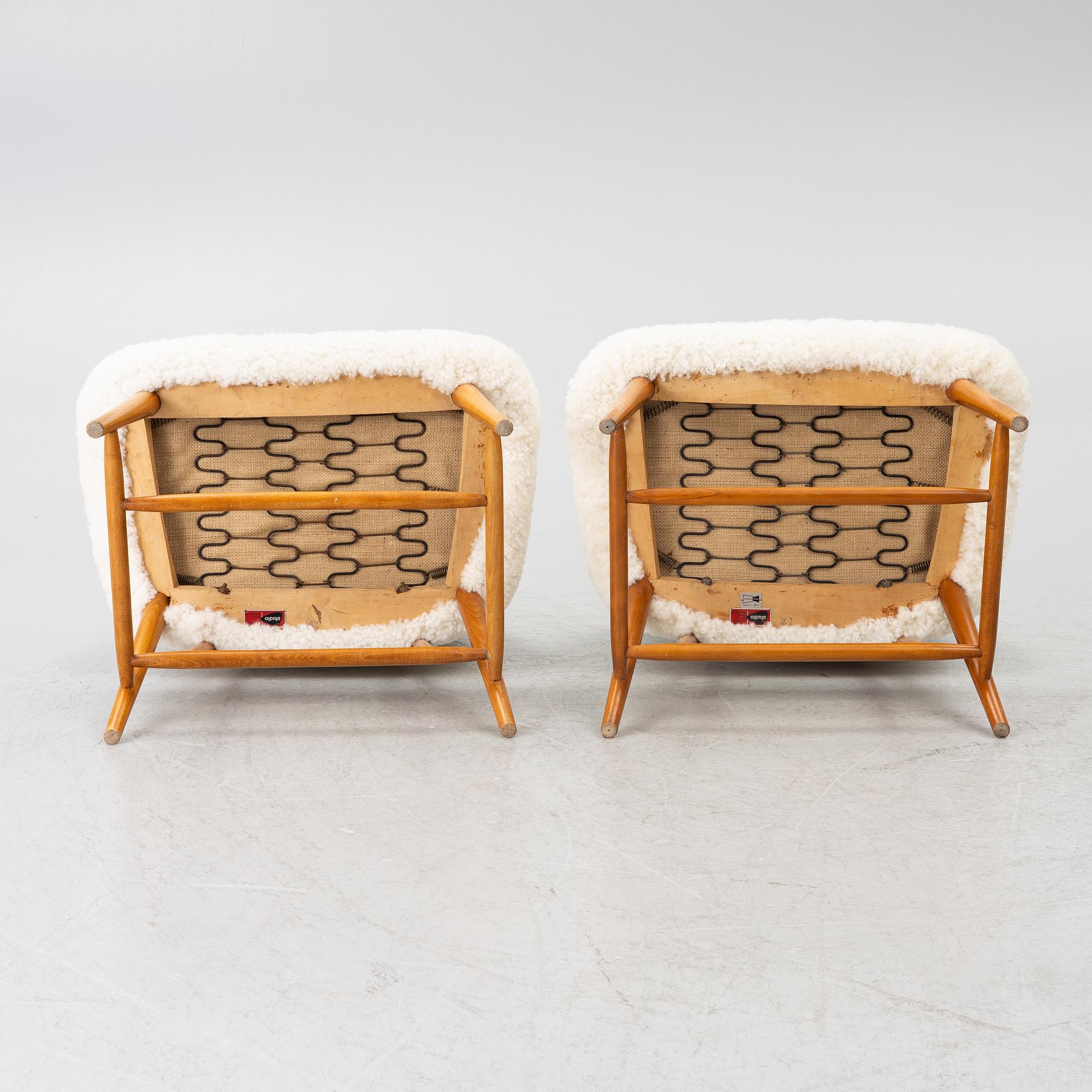 Alf Svensson, Armchairs, a pair, TeVe, Bra Bohag. Studio Ljumgs industrier, Malmö, 1950s.