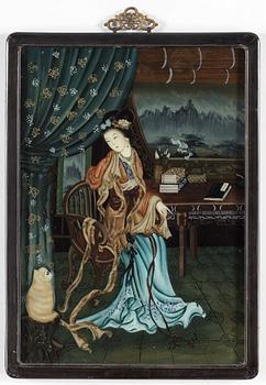 A Chinese 20th century glass painting.