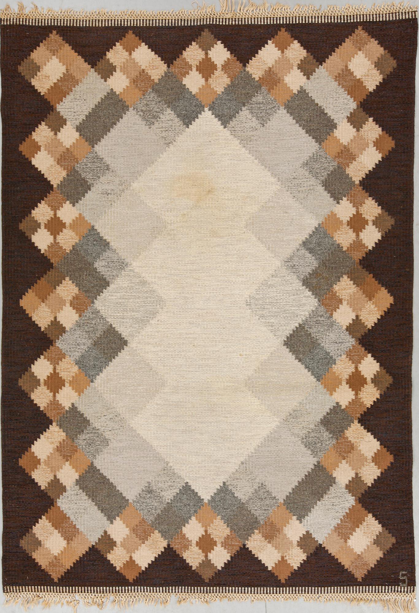 Matta, rölakan, 1950-tal. Sign. S, ca 235 x 168.