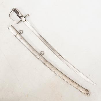 A Swedish artillery sword, 1831 pattern, with scabbard.