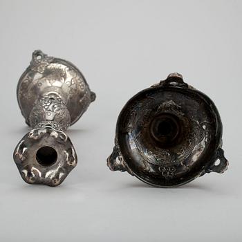 LJUSSTAKAR, silver, Szekman, Polen 1895. Vikt 492,5 g.