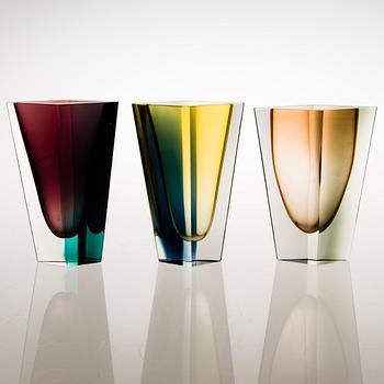 Kaj Franck, A set of six signed 'Prisma' vases.