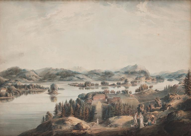 Johan Adam von Gertten (Gerdten), "Vue du Lac Laxen en Westrogothå".