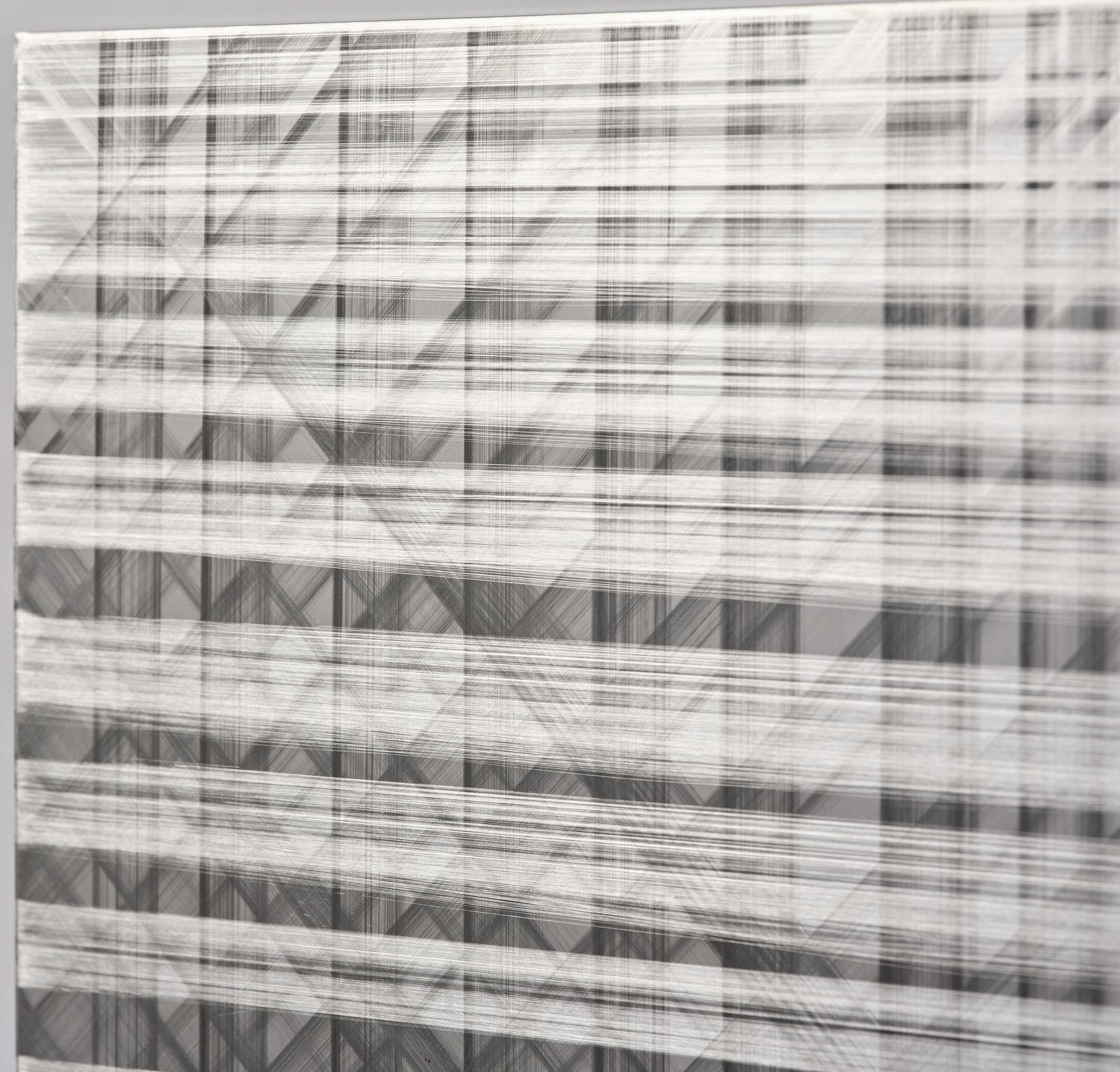 Sophie Tottie, "White Lines (steel drawing) rattan texture".
