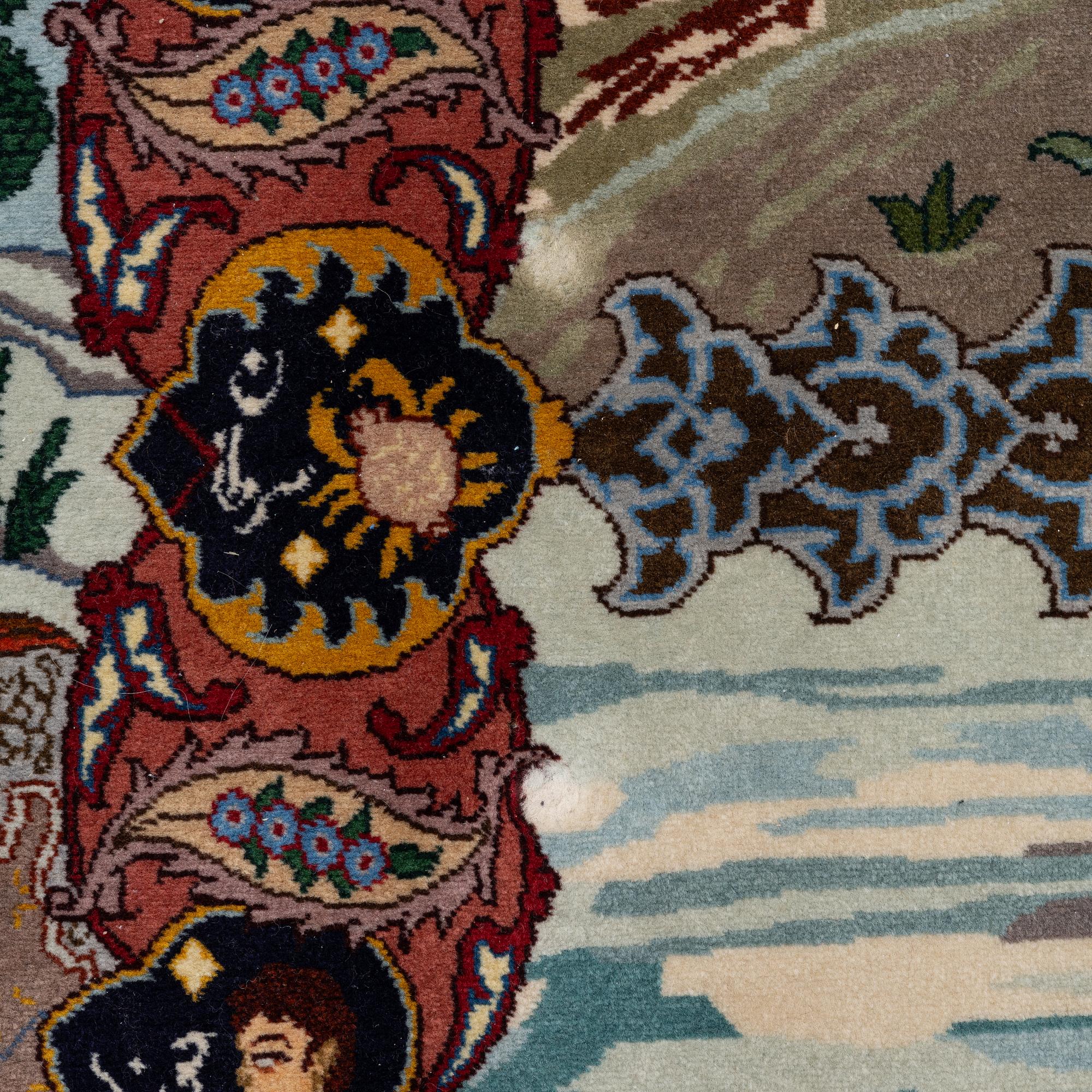Rug, figural Tabriz, approx. 304 x 198 cm.