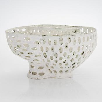 Kristina Riska, a ceramic 'Basket sculpture' signed KR.