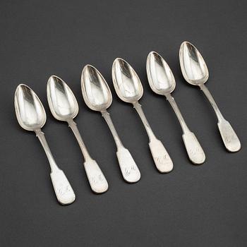 6 russian silver spoons, S:t Petersburg 1846.