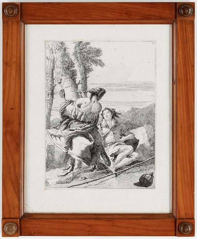 Giovanni Domenico Tiepolo, "Angelica Engraves Medoro’s Name on a Tree".