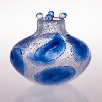 A glass vase signed Tiina Nordström Iittala 1996.