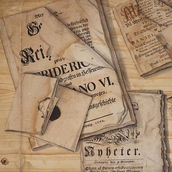 Johan Caspar Jung, Trompe l'oeil med böcker och spelkort.