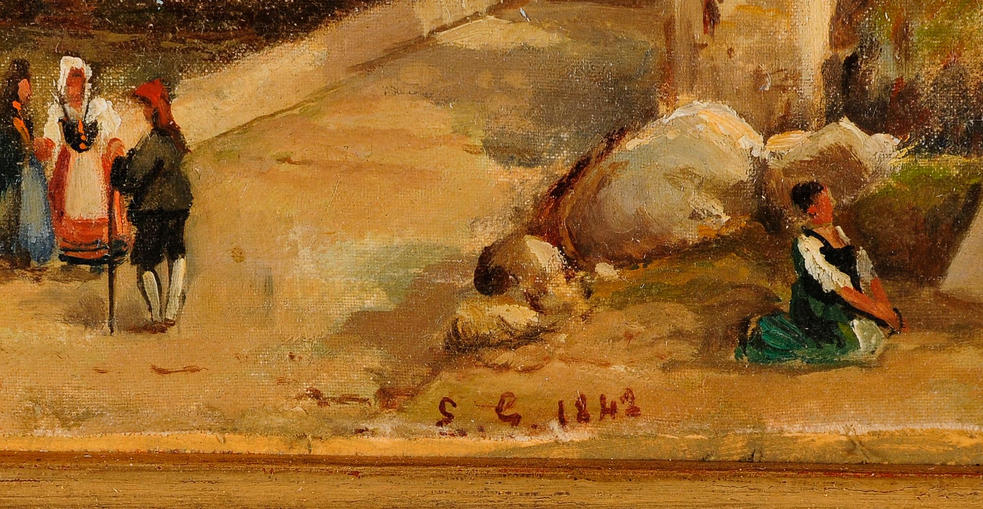 OKÄND KONSTNÄR, 2 st, olja på duk, monogramsign EG och dat 1842.