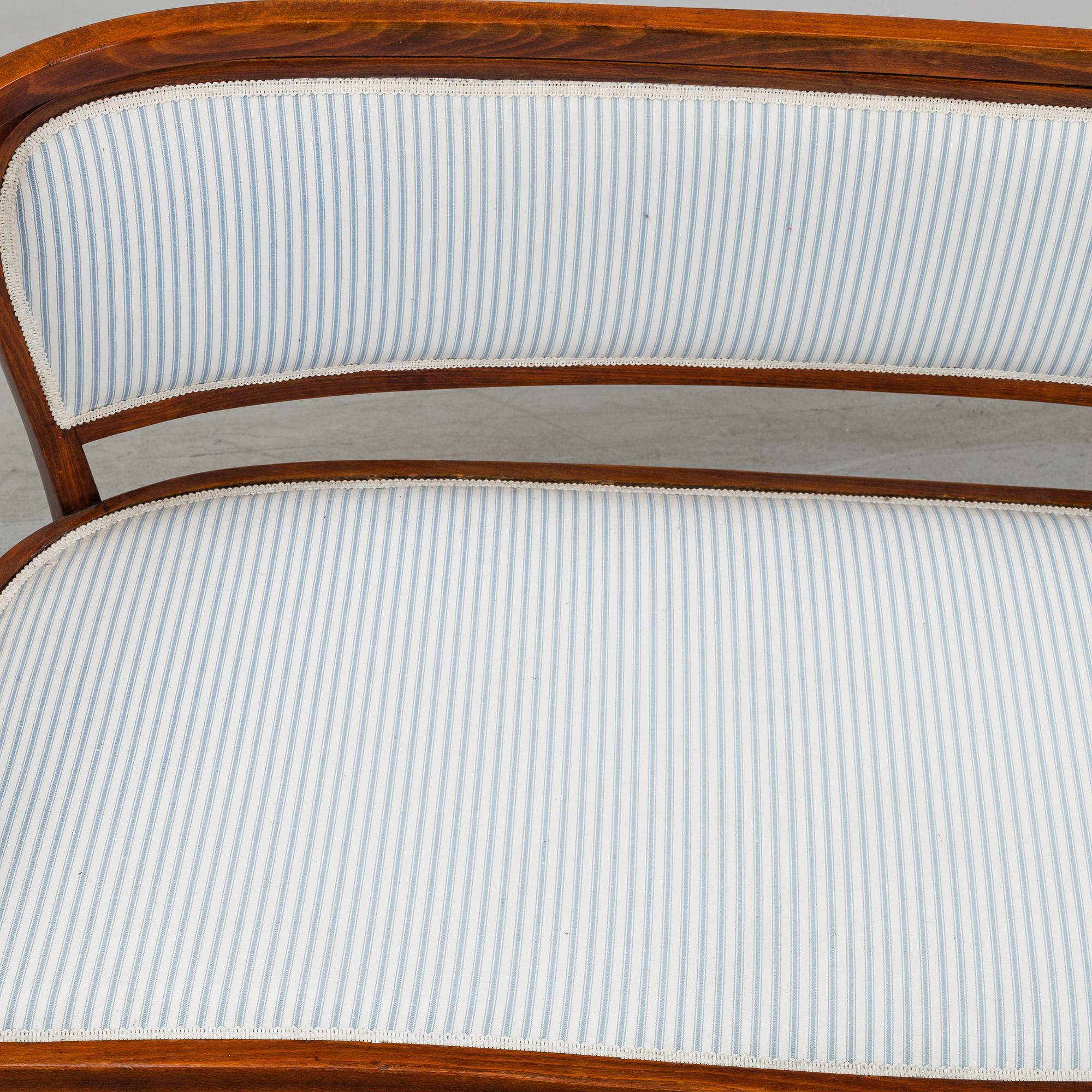 Gustav Siegel, a pair of armchairs, a pair of chairs and a sofa, probably by Jacob & Josef Kohn, Vienna early 1900's.