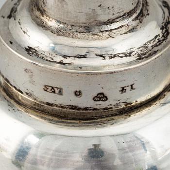 A Swedish 19th century parcel-gilt silver wine-strainer, mark of Adolf Zethelius, Stockholm 1839.