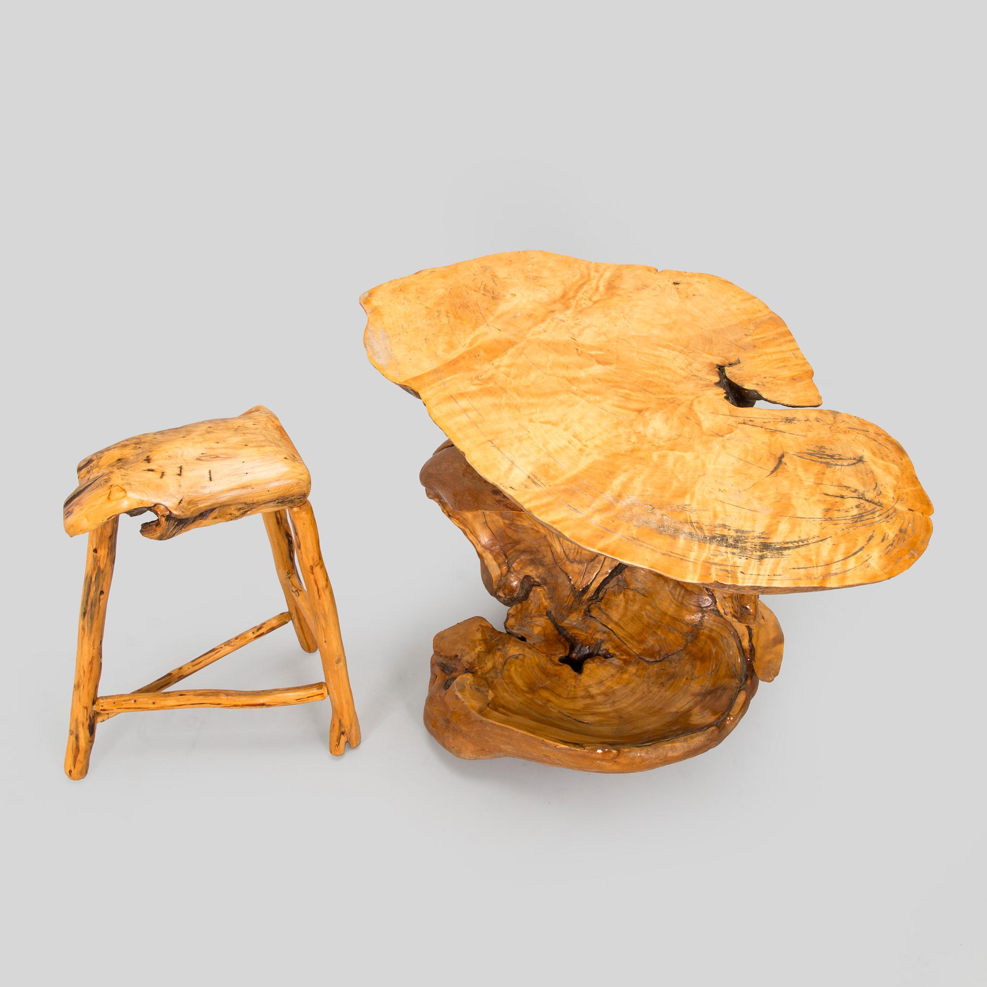 1960/1970s table and a stool.