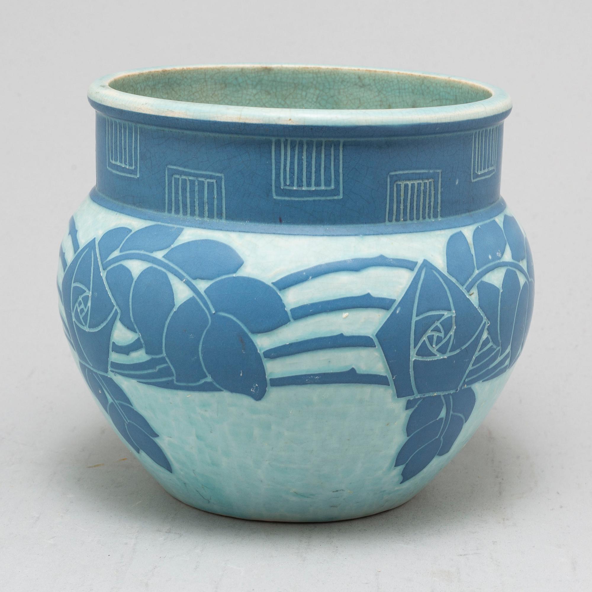 JOSEF EKBERG, a 'Sgraffito' creamware vase, Gustavsberg, signed and dated 1911.