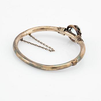 Arm ring, silver with aquamarine.