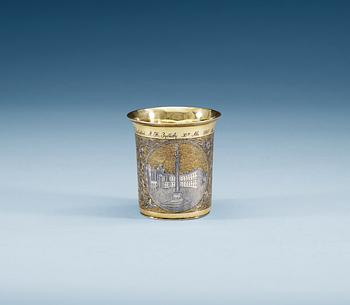 A RUSSIAN SILVER-GILT AND NIELLO BEAKER, Moscow 1843.