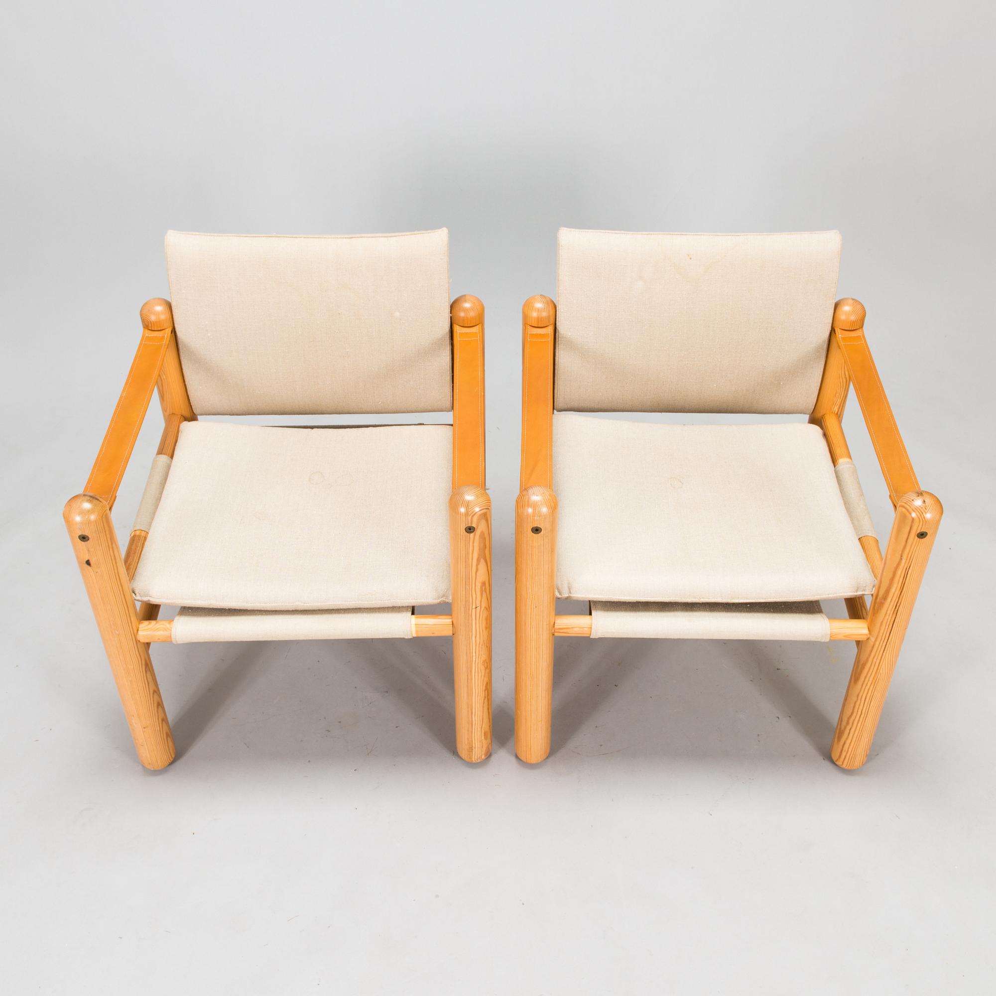 Fåtöljer, ett par, sk safarimodell, 1970-80-tal.