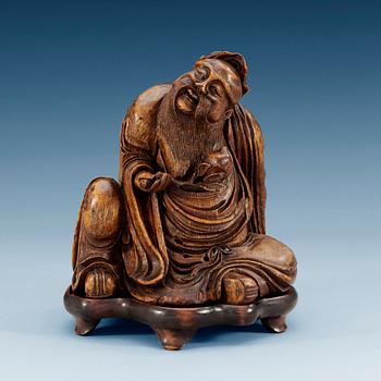 1317. FIGURIN, bambu. Qing dynastin (1644-1912).