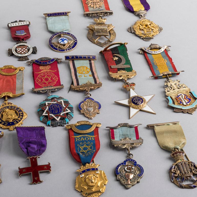 Masonic medals, ca 40 pcs, England etc.