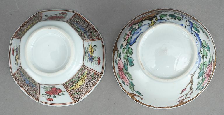 KOPPAR MED FAT, 2+2 st, porslin, Kina, 1700-tal.