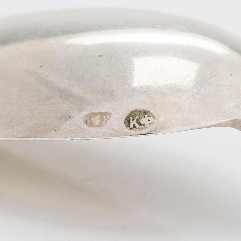 Fabergé, a silver dessert spoon,  Moscow 1908-17.