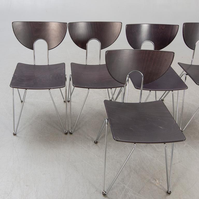 Walter Leeman, a set of five Mikado chairs for Kusch Co Germany 1979.