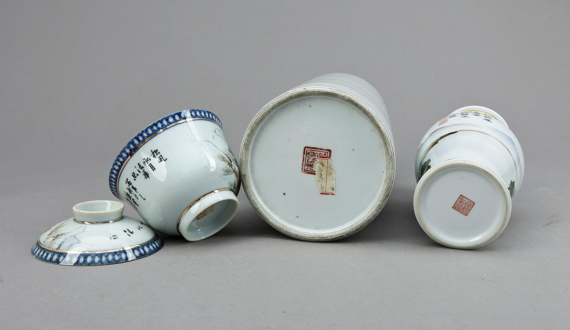 PARTI PORSLIN, 3 delar, Kina, 1900-tal.