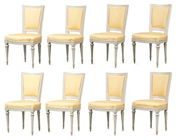 970. Eight very similar Gustavian chairs by J. Lindgren.